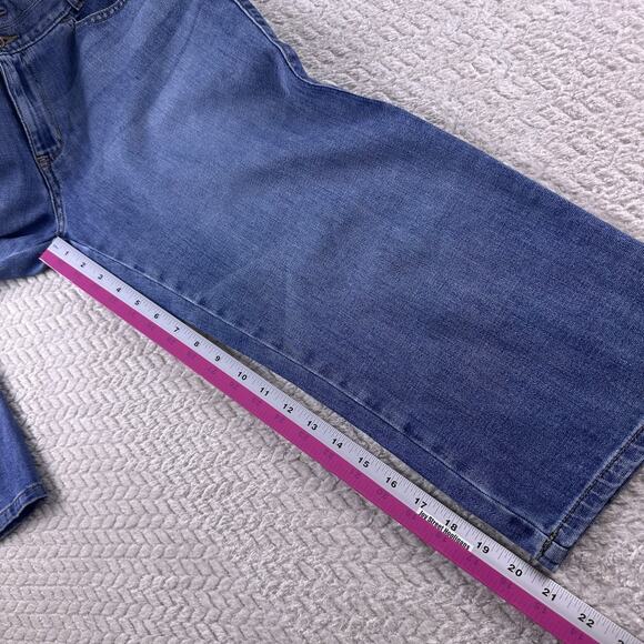 Eddie‎ Bauer Jeans Womens 8 Blue Curvy Capri Light Wash Zip Denim 98% Cotton - Picture 8 of 14